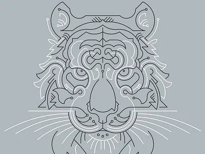 Tiger animal illustration lines screen print simple tiger vector