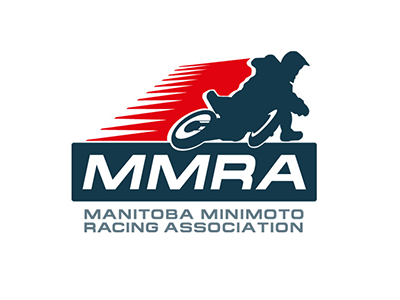 Manitoba Mini Moto Racing Association Logo blue dirt bike f1 mini moto moto motorcycle racing red san serif