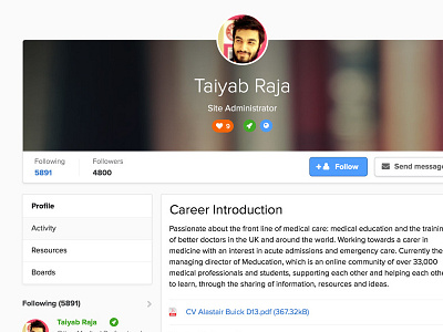 New Meducation Profiles bio cover cv follow info profile resume