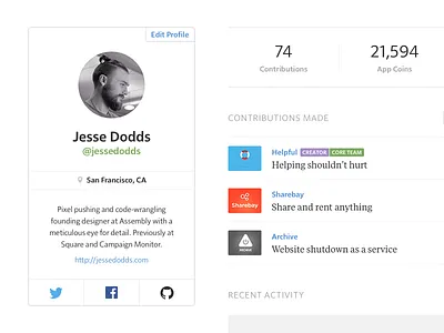 Assembly — User Profile asm assembly avatar location minimalist product profile stats