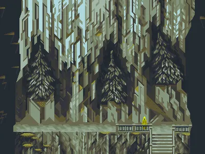 PineTrees illustration location mockup pixel art scene