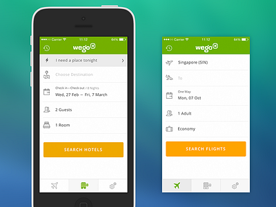 Hotel Search Form clean flight form hotel ios7 minimal search ux wego
