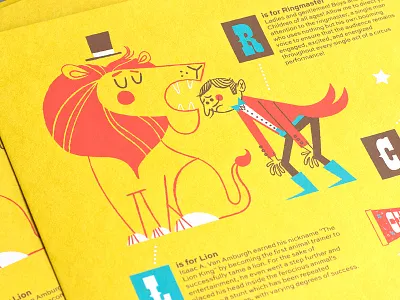 Lion awesome carnival circus illustration kids lion poster retro screen print vintage