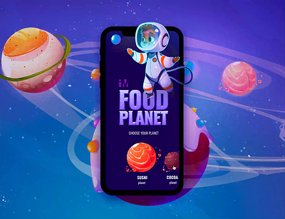 Math Game: Food Planet animation app design graphic design motion graphics ui ux