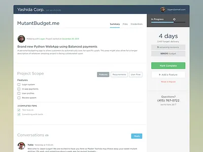 WorkMob Project Management app clean flat techstars ui user interface ux visual design webapp