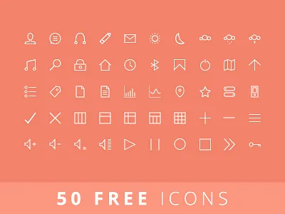 50 FREE Icons free freebie giveaway icons line photoshop psd shapes thin thin icons