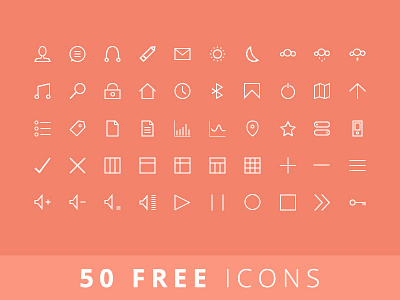 50 FREE Icons free freebie giveaway icons line photoshop psd shapes thin thin icons