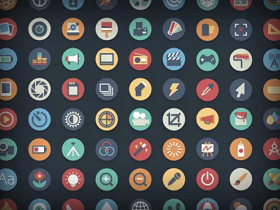 Free Circle Icons: Media Add-on circle design flat free freebie icon set icons illustration media photography