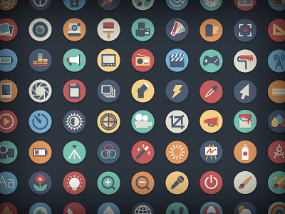Free Circle Icons: Media Add-on circle design flat free freebie icon set icons illustration media photography