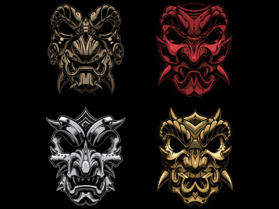 Samurai mask series mask masks samurai vector vector illustration