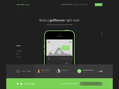 App fresh golf header icon layout photoshop profile search text ui ux webdesign
