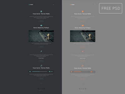 Cream Theme Personal Web Template FREE .PSD black blue cream free gray kit music player psd theme ui webtemplate