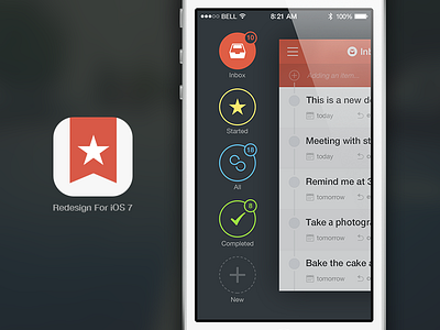 Redesign for wunderlist flat ios7 red white wunderlist