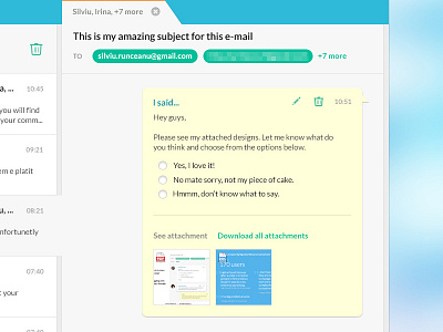 Sent Mail app attach blue dark download email green mail ui ux web