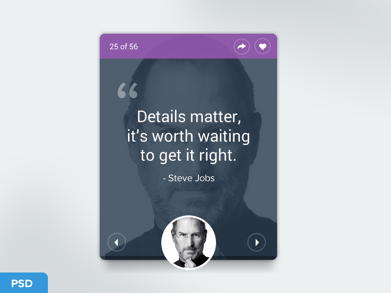 Example of Adobe Fireworks Quote UI Freebie - Steve Jobs
