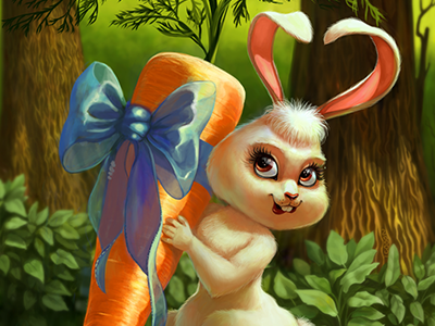 Hare carrot hare post card rabbit