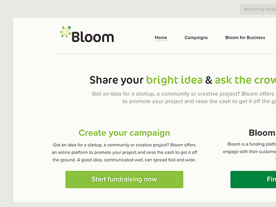 BloomVC homepage design homepage landing responsive site
