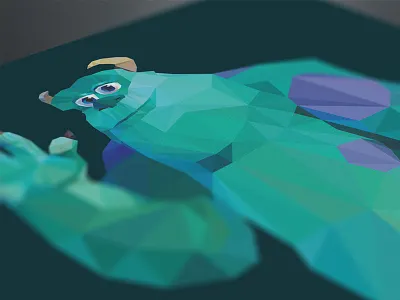 Sully Monsters Poster Progress face geometric monster polygon portrait triangle