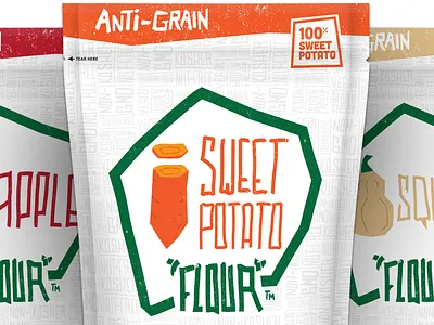 Anti-Grain Packaging apple badge food grunge handtype illustration packaging pouch squash sweet potato vegetable