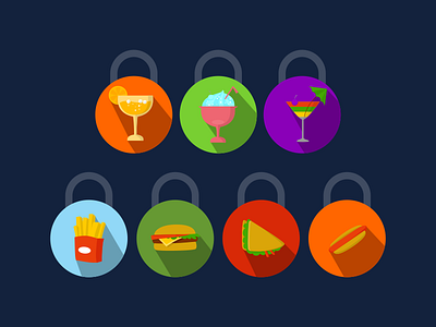 lockfood cartoon cute flat food icon illustrations simple