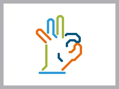 Quality hand gesture blue fingers gesture green hand icon navy orange value