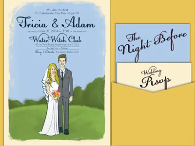 Wedding Invitation for Tricia + Adam graphic design illustration invitation invitations mail typography wedding wedding invitation