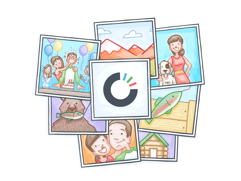Carousel Illustrations bear brand character fish illustration logo party people photos story vector