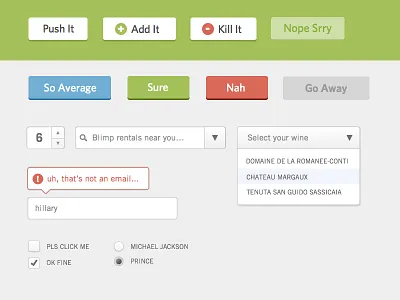 Buttons 'n Forms app buttons dropdown form ui