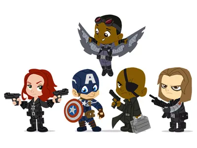 Winter Soldier Wittles captain america cartoon characters fan art illustration marvel
