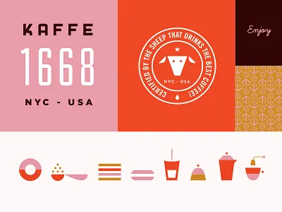 Kaffe 1668 azambuja branding coffe icons identity illustration martin sheep