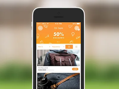 List view chart discount ecommerce grid ios ios7 iphone sale shop shopping ui ux