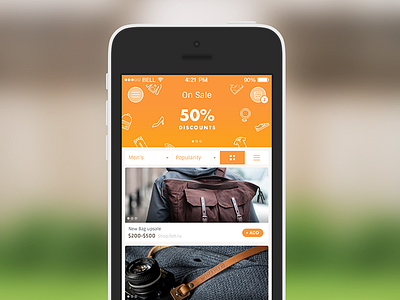 List view chart discount ecommerce grid ios ios7 iphone sale shop shopping ui ux