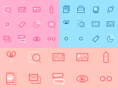 Mini Set Icons free bag chat clock glasses globe icons line mail notebook psd scissor utility