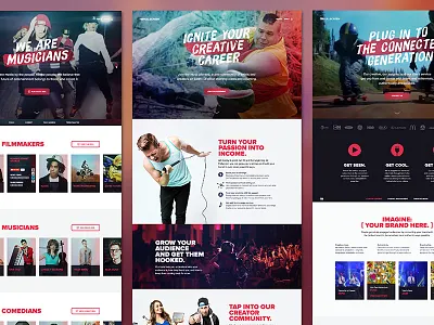 Fullscreen Marketing Site app community creator digital telepathy fruit ninja fullscreen marketing music pink proxima nova red youtube