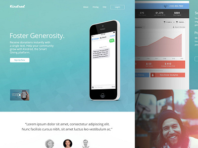 Kindred Home Concept app home page landing page open sans smoochie wallace web design