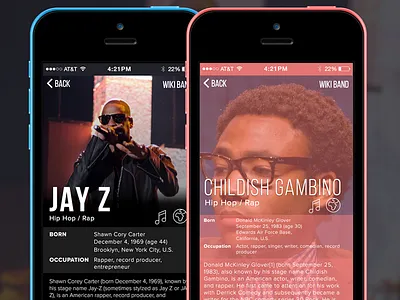 WikiBand Details app ios mobile ui