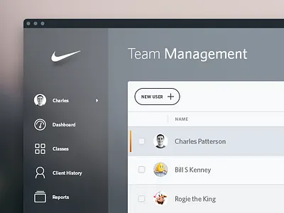 Management admin dashboard flat menu search sidebar team ui ux