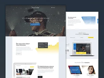 Landing Daslide analytics builder daslide deck event landing nascar proposal sponsor sponsorship ui ux