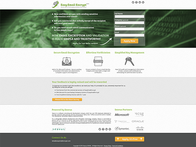 Landing Page design email encrypt icons key landing secure ui ux verified web