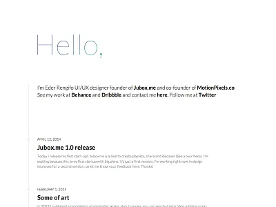 Personal Website 3.0 clean hello landing light microblog minimal modern personal white