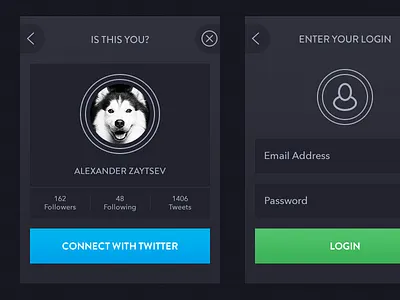2 widgets for Secret Project app auth template twitter widget