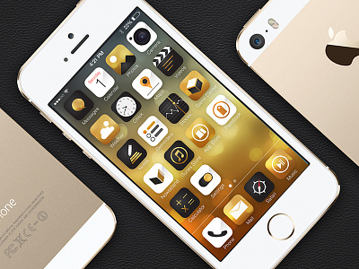 Concept Iphone Gold UI + Free icon app application clean concept design gold ios iphone ui