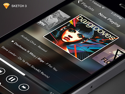 Sketch 3 demonstration content app blur dark demo ios ios 7 iphone music player sketch sketch 3