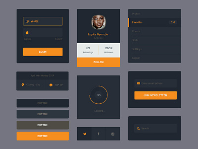 Flat ui-kit flat ui kit kit profile ui user