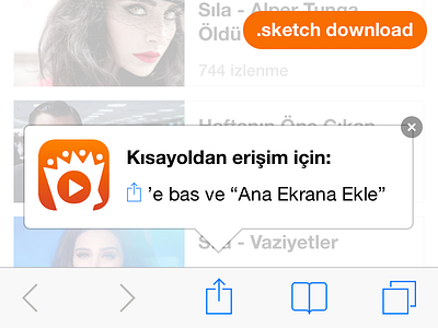 Add to Home Screen - free .sketch download add bookmark free home screen popover promote sketch tooltip