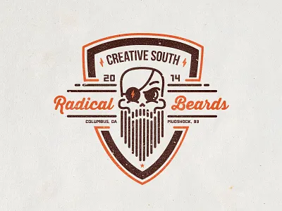 Radical Beards Club Badge badge beards bros creative south 14 cs14 design illustration skull vector