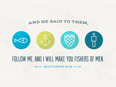 Verse of the Day: Matthew 4:19 anchor bible fish fishing flat icon logos bible software man nautical net scripture verse