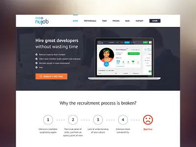 Nujob Homepage clean design flat home homepage landing landing page page startup ui ux web