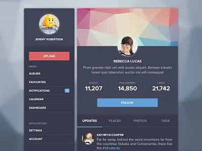 Widgets flat profile sidebar social ui widget