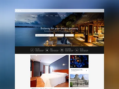 Bidaway / Landing page auction bid black dark landing landing page redesign sketch startup travel ui web